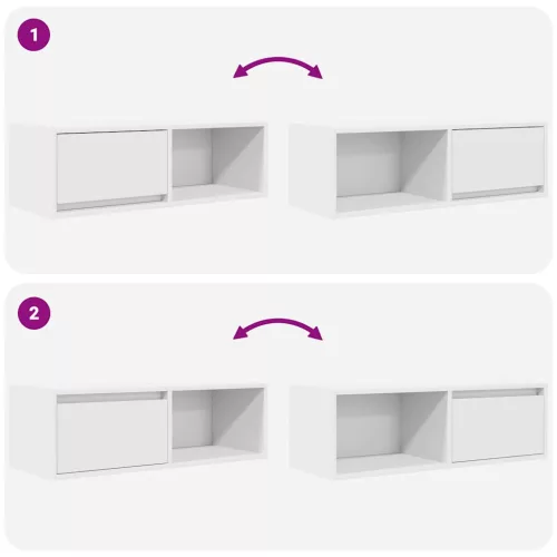 2 db fehér szerelt fa TV-szekrény 80x31x25,5 cm