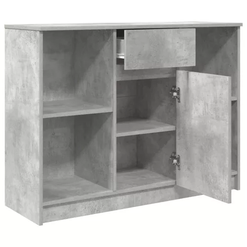 Betonszürke szerelt fa tálalószekrény fiókos 101x35x76 cm