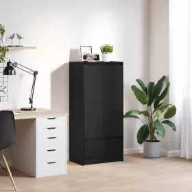 Fekete tölgy szerelt fa szekrény fiókkal 55,5x34x119,5 cm