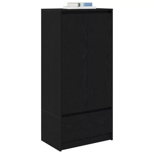 Fekete tölgy szerelt fa szekrény fiókkal 55,5x34x119,5 cm