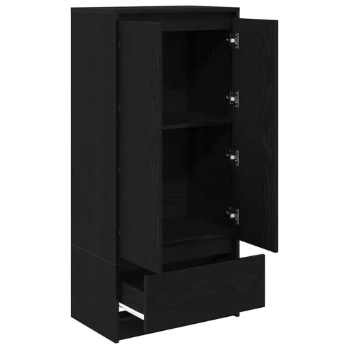 Fekete tölgy szerelt fa szekrény fiókkal 55,5x34x119,5 cm