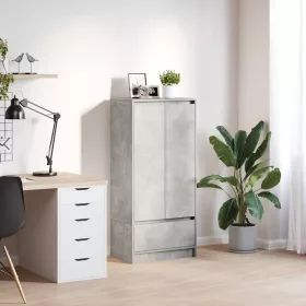 Betonszürke szerelt fa szekrény fiókkal 55,5x34x119,5 cm
