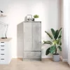 Betonszürke szerelt fa szekrény fiókkal 55,5x34x119,5 cm