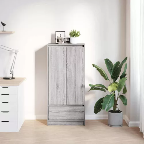 Szürke sonoma szerelt fa szekrény fiókkal 55,5x34x119,5 cm