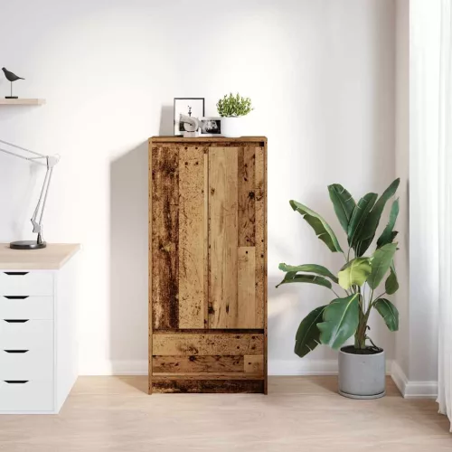 Antik fa szerelt fa szekrény fiókkal 55,5x34x119,5 cm