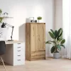 Kézműves tölgy szerelt fa szekrény fiókkal 55,5x34x119,5 cm