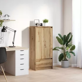   Kézműves tölgy szerelt fa szekrény fiókkal 55,5x34x119,5 cm