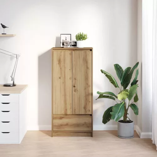 Kézműves tölgy szerelt fa szekrény fiókkal 55,5x34x119,5 cm