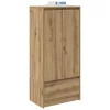 Kézműves tölgy szerelt fa szekrény fiókkal 55,5x34x119,5 cm