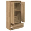 Kézműves tölgy szerelt fa szekrény fiókkal 55,5x34x119,5 cm