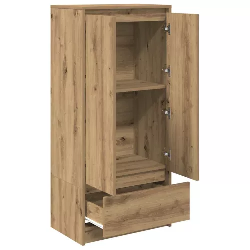 Kézműves tölgy szerelt fa szekrény fiókkal 55,5x34x119,5 cm