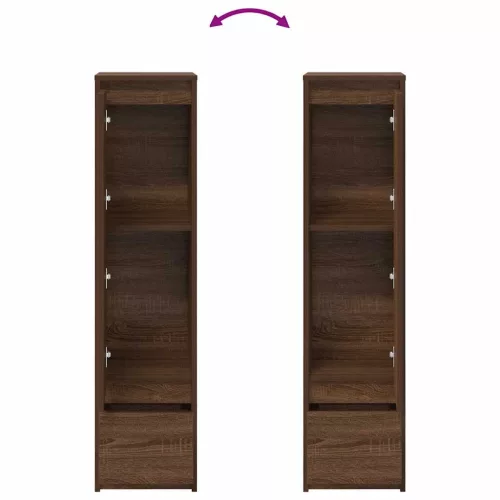 Barna tölgy szerelt fa magasszekrény 29,5x34x119,5 cm