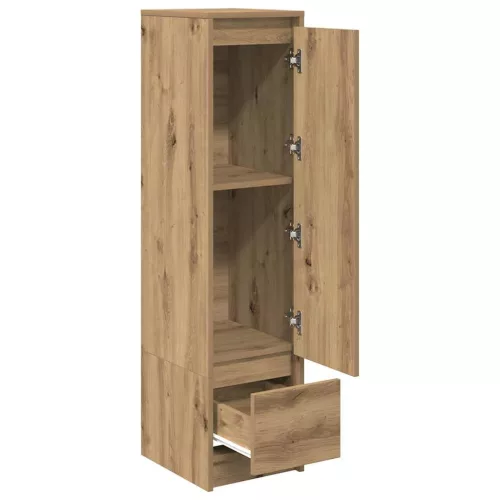 Kézműves tölgy szerelt fa magasszekrény 29,5x34x119,5 cm