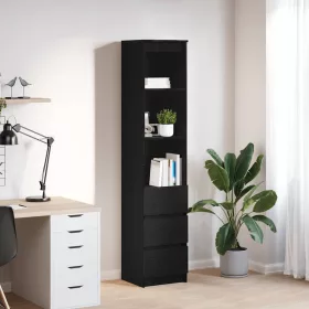 Fekete tölgy szerelt fa magasszekrény 37,5x35x180 cm