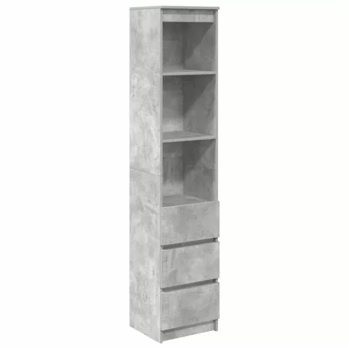 Betonszürke szerelt fa magasszekrény 37,5x35x180 cm
