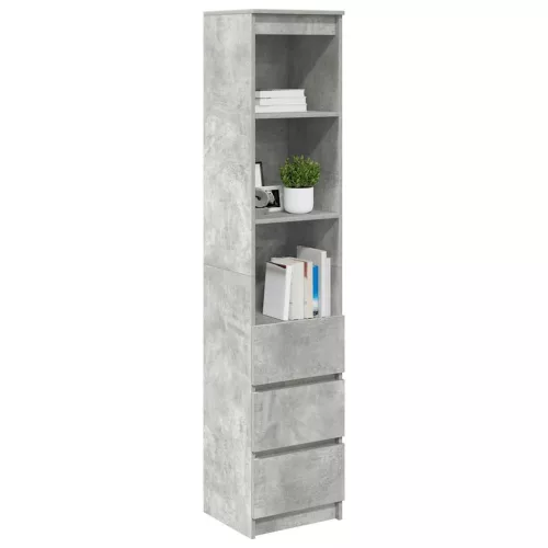 Betonszürke szerelt fa magasszekrény 37,5x35x180 cm