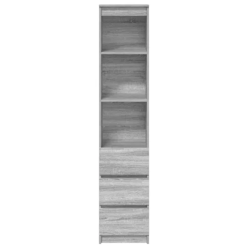 Szürke sonoma szerelt fa magasszekrény 37,5x35x180 cm