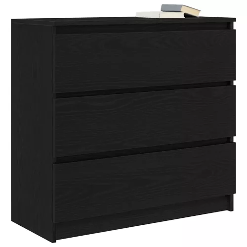 Fekete tölgy szerelt fa tálalószekrény 80x35x76 cm