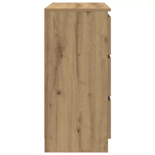 Kézműves tölgy színű szerelt fa tálalószekrény 80x35x76 cm