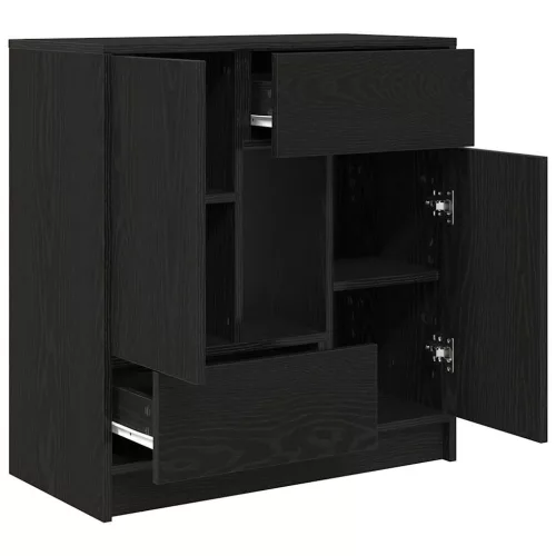 Fekete tölgy komód fiókokkal és ajtókkal 70,5x34x74,5 cm