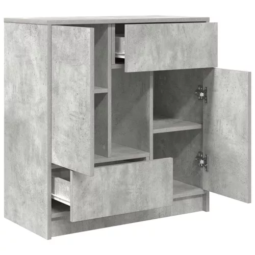 Betonszürke komód fiókokkal és ajtókkal 70,5x34x74,5 cm