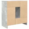 Betonszürke komód fiókokkal és ajtókkal 70,5x34x74,5 cm