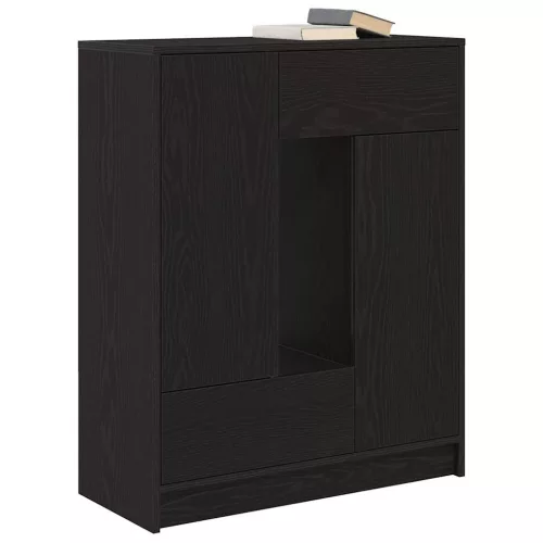 Fekete tölgy komód fiókokkal és ajtókkal 73x31x90 cm