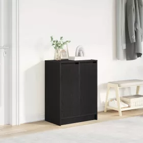 Fekete tölgy szerelt fa cipősszekrény 57x34x76 cm