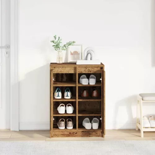 Antik fa színű szerelt fa cipőszekrény 57x34x76 cm