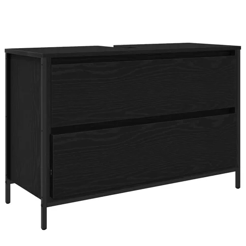 Fekete tölgy fürdőszobai mosdószekrény fiókokkal 90x34,5x60 cm