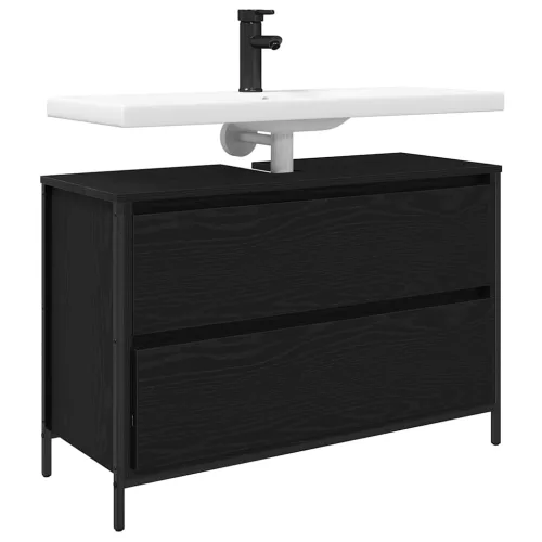 Fekete tölgy fürdőszobai mosdószekrény fiókokkal 90x34,5x60 cm