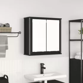   Fekete tölgy fürdőszoba fali szekrény tükörrel 60x21x60 cm
