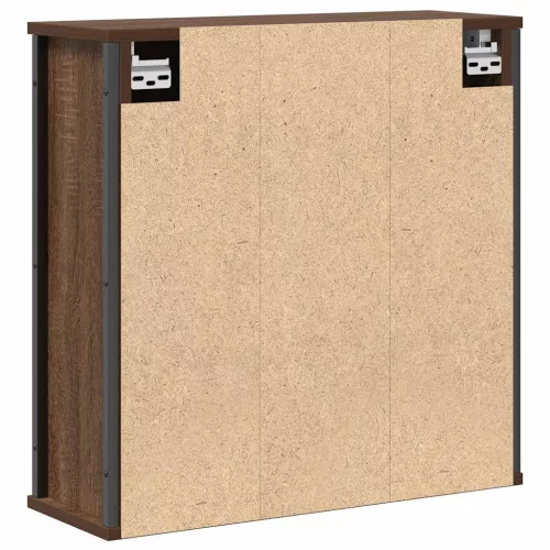 Barna tölgy fürdőszoba fali szekrény tükörrel 60x21x60 cm
