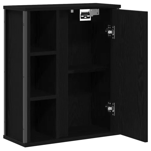 Fekete tölgy fürdőszoba fali szekrény tükörrel 50x21x60 cm