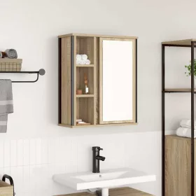   Tölgy színű fürdőszoba fali szekrény tükörrel 50x21x60 cm
