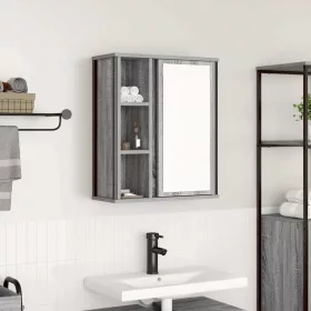   Szürke sonoma fürdőszoba fali szekrény tükörrel 50x21x60 cm