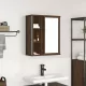 Barna tölgy fürdőszoba fali szekrény tükörrel 50x21x60 cm