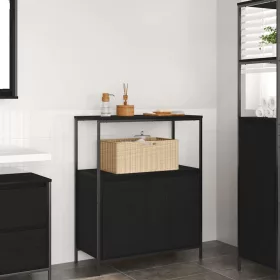 Fekete tölgy fürdőszobaszekrény polcokkal 76,5x35x95 cm