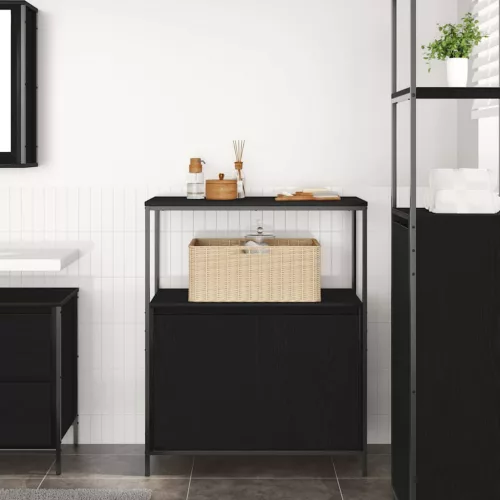 Fekete tölgy fürdőszobaszekrény polcokkal 76,5x35x95 cm