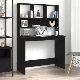   Fekete tölgy szerelt fa íróasztal polcokkal 102 x 45 x 148 cm