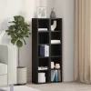 2 db fekete tölgy színű szerelt fa CD-szekrény 21x16x93,5 cm