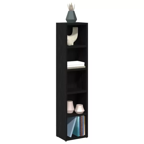 2 db fekete tölgy színű szerelt fa CD-szekrény 21x16x93,5 cm