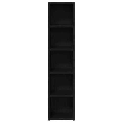 2 db fekete tölgy színű szerelt fa CD-szekrény 21x16x93,5 cm