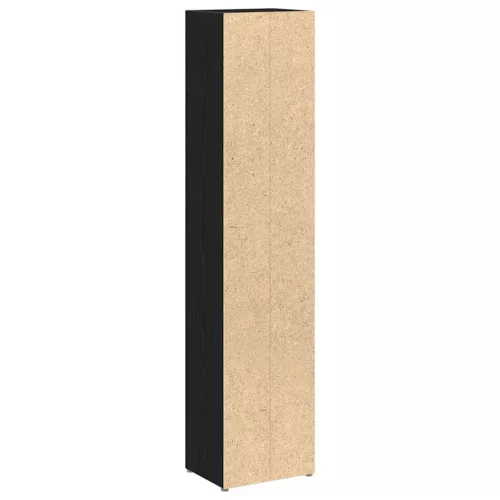 2 db fekete tölgy színű szerelt fa CD-szekrény 21x16x93,5 cm