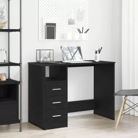   Fekete tölgy szerelt fa íróasztal fiókokkal 102 x 50 x 76 cm