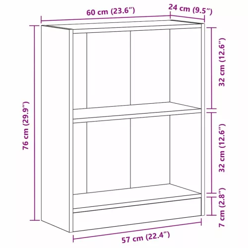 Könyvespolc Fekete 60 x 24 x 76 cm Faanyag