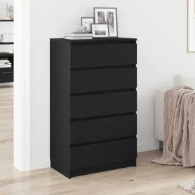 Fekete tölgy szerelt fa fiókos szekrény 60 x 36 x 103 cm
