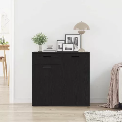 Fekete tölgy forgácslap tálalószekrény 80 x 36 x 75 cm