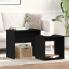 2 db fekete tölgy szerelt fa dohányzóasztal