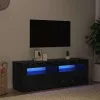 Fekete tölgy szerelt fa TV-szekrény LED-ekkel 120x35x40 cm